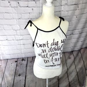 NWOT White Black Arm Tie Up Crop Top